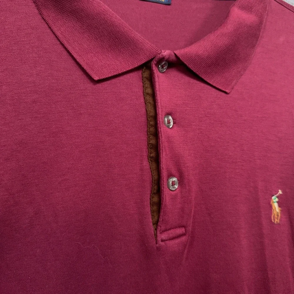 Polo Ralph Lauren Polo Shirt Mens XXL Burgundy Long Sleeve Classic Fit Cotton